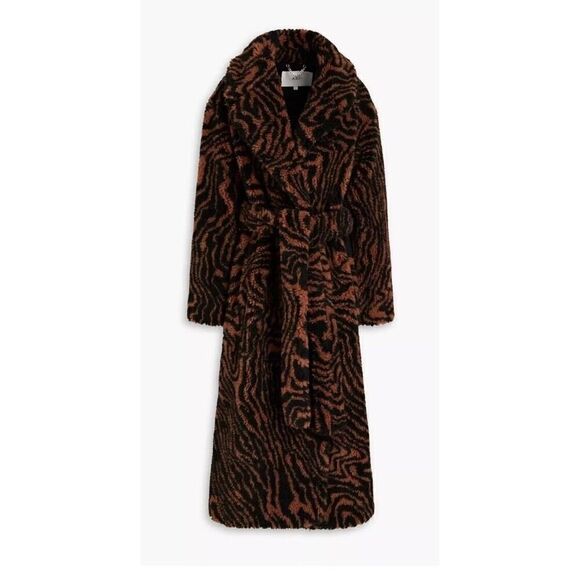 A.L.C. Anderson Tiger Stripe Faux Fur Retro Coat Size Size XS - Picture 2 of 15